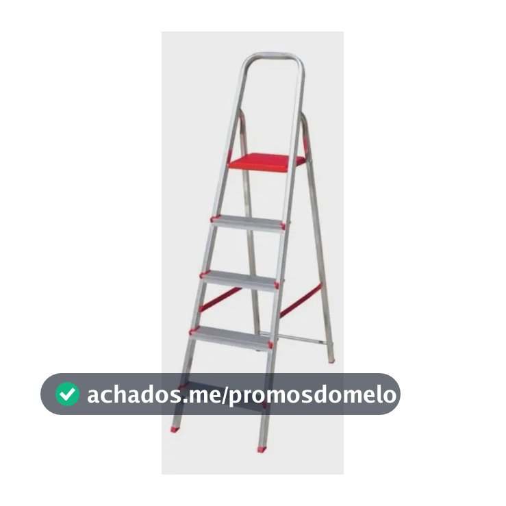 Escada 5 Degraus Botafogo Lar & Lazer Metal 120kg Reforçada Cinza/vermelho Cinza E Vermelho