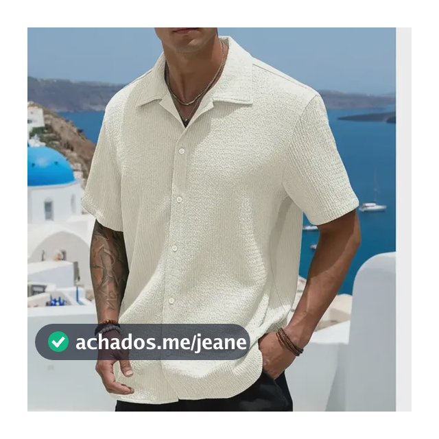 Camisa Masculina Texturizada Com Botões Old Money