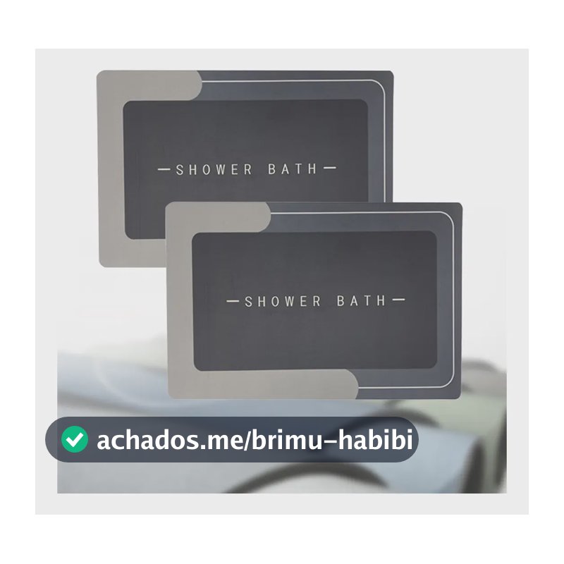 Kit 2 Tapete Banheiro Antiderrapante Absorvente Magico 40x60 Cinza-escuro-quadrado