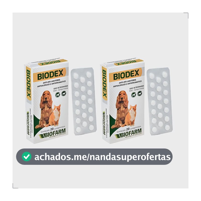 Anti-inflamatório Biodex Comprimido para Cães e Gatos - 2 Kits de 20 Comprimidos