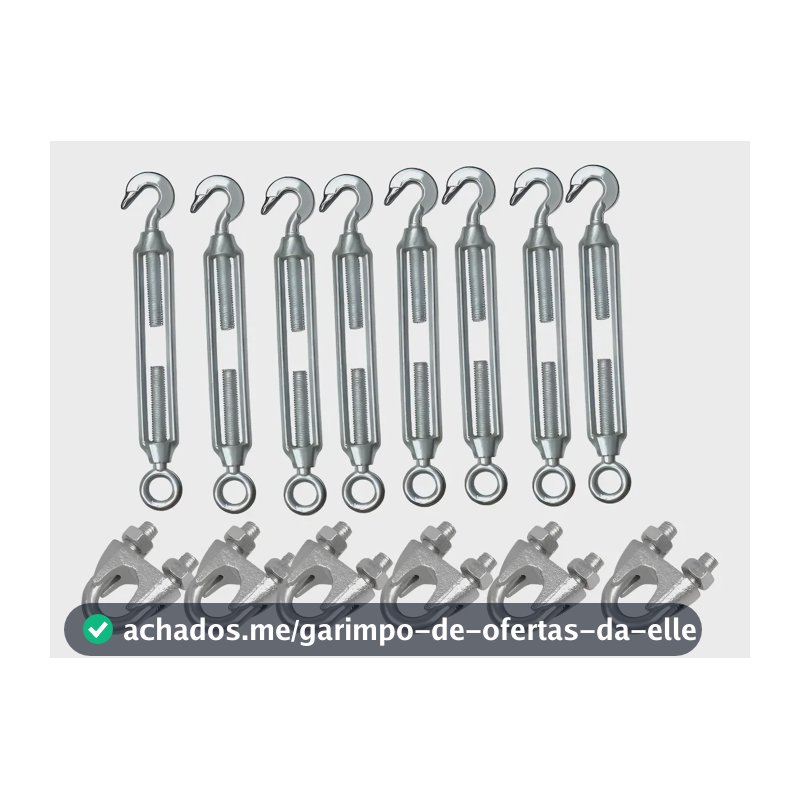 Kit 8 Esticador 3/16 E 16 Clips 1/8 Para Cabo De Aço