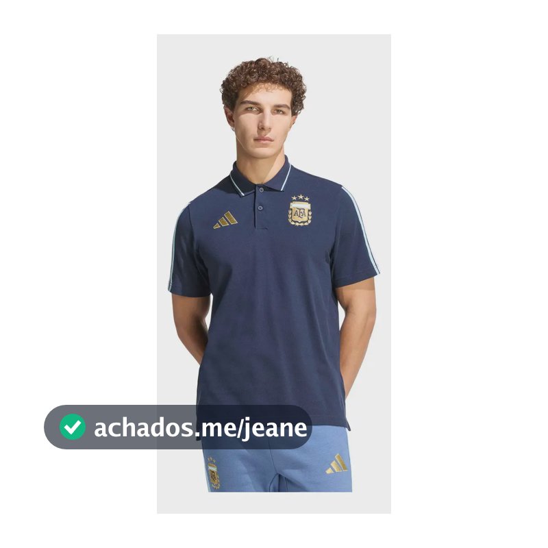Camiseta Polo Masculina Dna Seleção Argentina adidas Ntnavy Liso G Lisa
