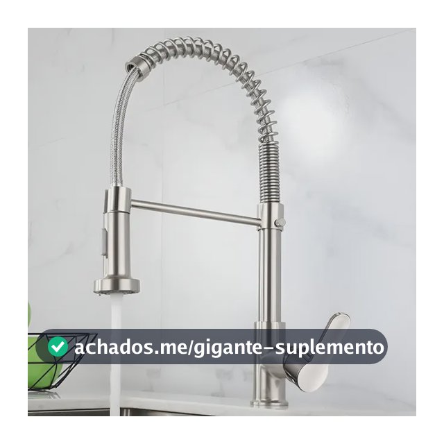 Torneira Cozinha Gourmet Bancada Flexível Monocomando Pia Prateado B22-silvery