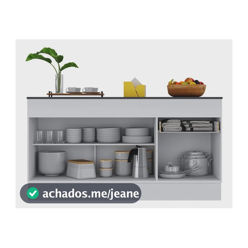 Balcão Cozinha Gabinete Pia 150cm Veneza Multimóveis V2107 Cor Branco