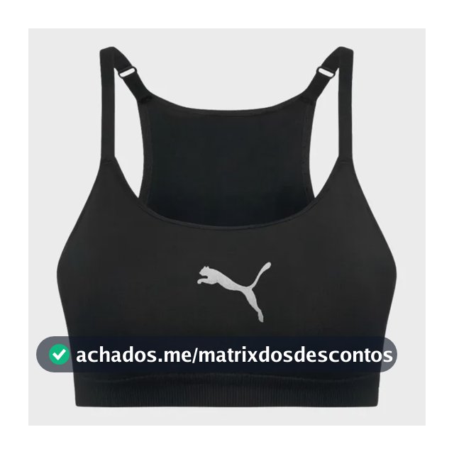 Top Puma Com Bojo E Regulador Sem Costura Poliamida Preto Eg