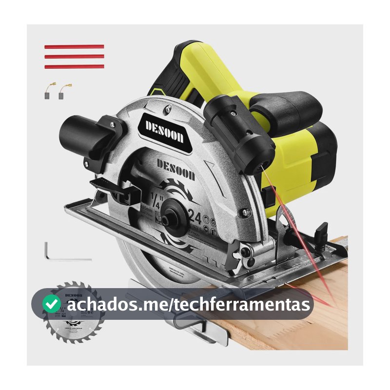 Serra Circular Profissional 1800w Motor Cobre Puro 185mm Base De Aço Com Laser E Disco 24 Dentes Corte Desoon