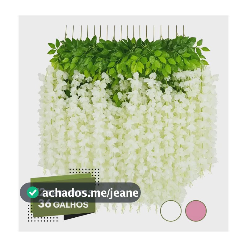 12 Pendentes Flor Cerejeira 36 Galhos Decoração Artificial Branco