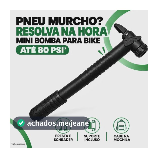 Bomba De Ar Manual Encher Pneu Bicicleta Mini Bike Bico Fino