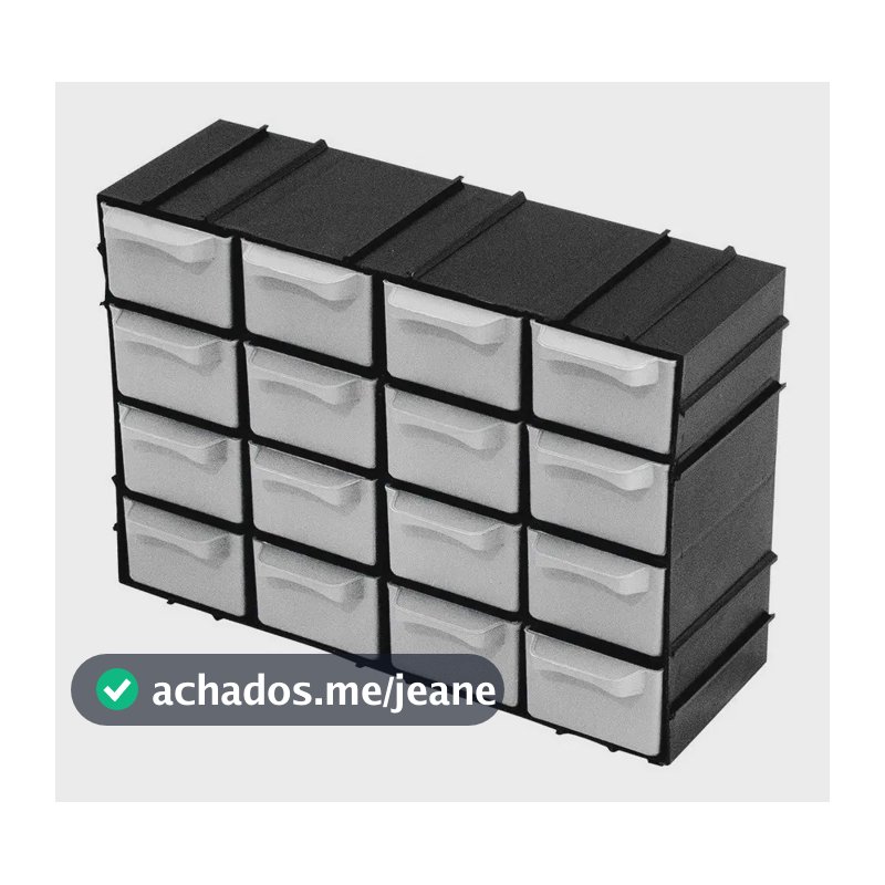 Caixa Organizadora Gaveteiro Modulável 16 Gavetas Arqplast Preto