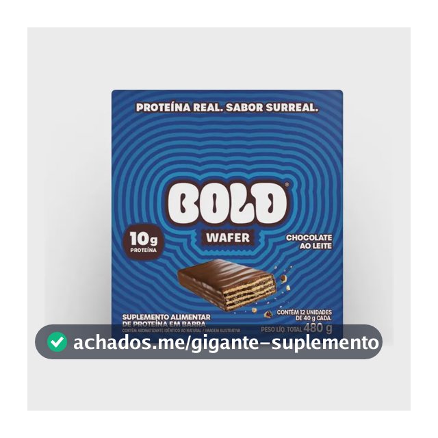 Wafer Bold Snacks Plano 10g Proteína Avelã 40g Unidade Chocolate Ao Leite