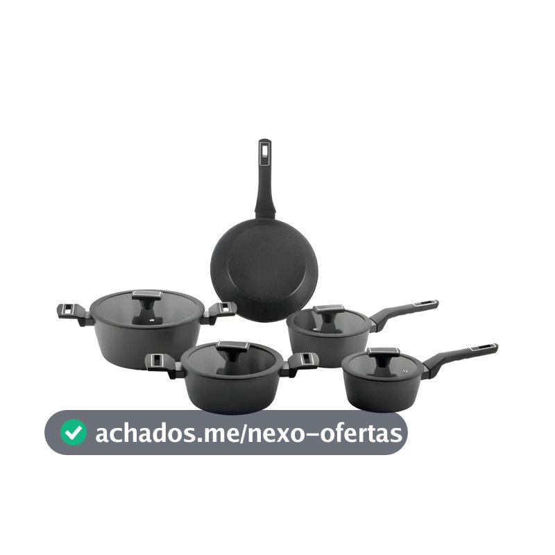 Jogo De Panelas Brinox Cerâmico 5 Pçs Carbon Ceramic Indução Cor Preto