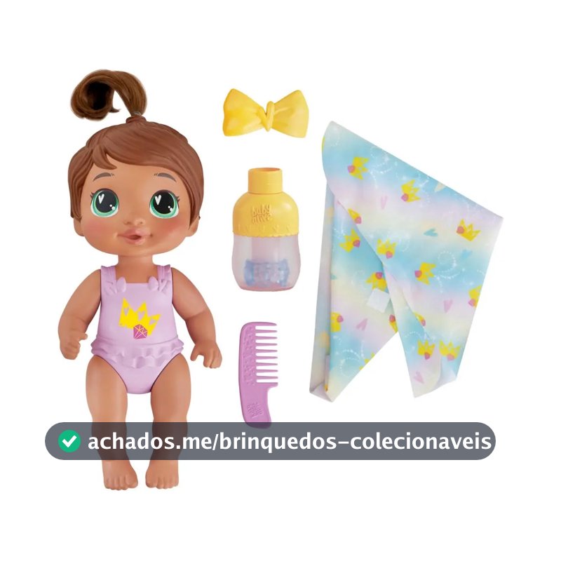 Boneca Baby Alive Bebê Shampoo Sophia Sparkle - Cabelos Castanhos, Brinquedo Interativo, 28 cm - A partir de 3 Anos