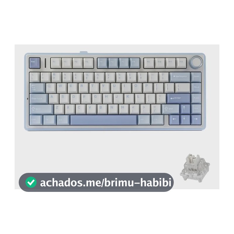 Teclado Aula F75 Sem Fio Mecânico Tri Mode Hot Swap Cor de teclado Azul Sal Marinho Idioma Inglês US