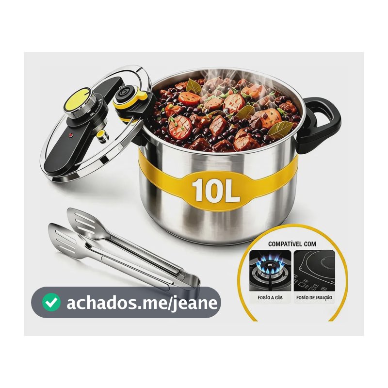 Panela De Pressão De Aço Inoxidável De 10l,três Velocidades Prateado