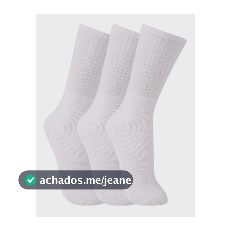 Kit 3 Pares Meia Cano Alto Trifil Esportiva Algodão Branco 39-43