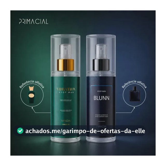 Kit Body Splash Masculino Vibration E Blunn 200ml - Primacial Perfume Bergamota Limão