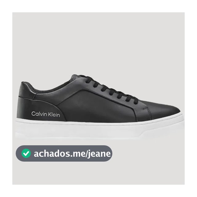 Tênis Calvin Klein Masculino Couro Casual Confort Preto
