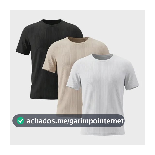 Kit 3 Camisetas Masculina Canelada Americana Gola Careca
