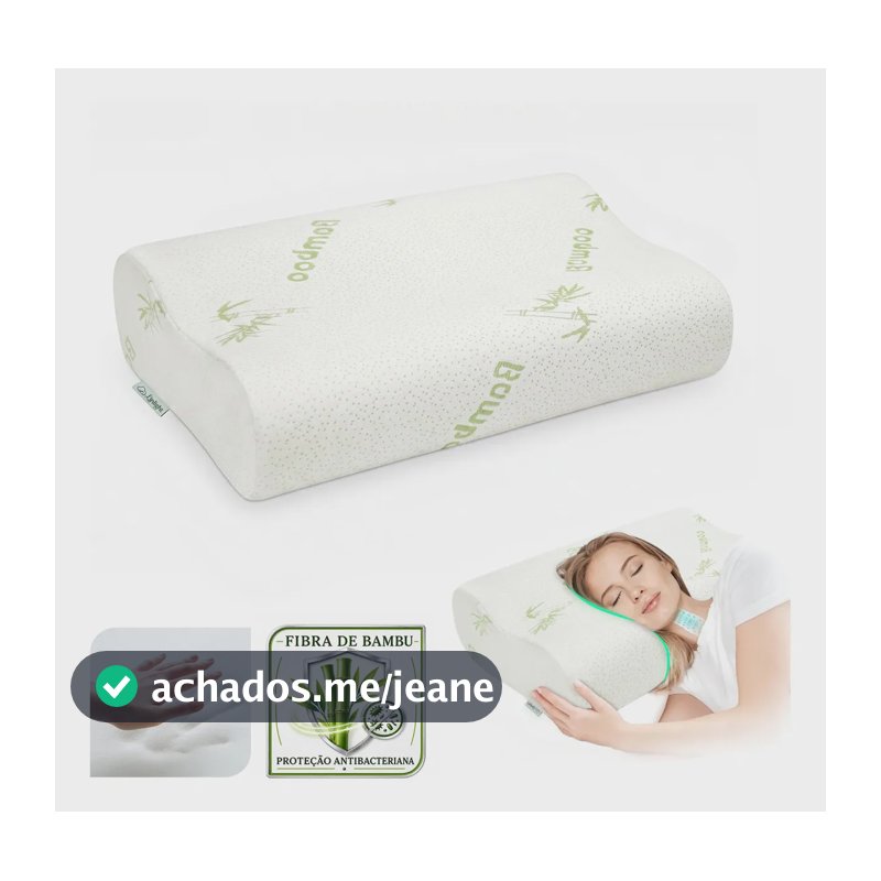 Travesseiro Nasa Cervical Ortopédico Ergonômico Viscoelástico Antialérgico Capa Fibra de Bambu