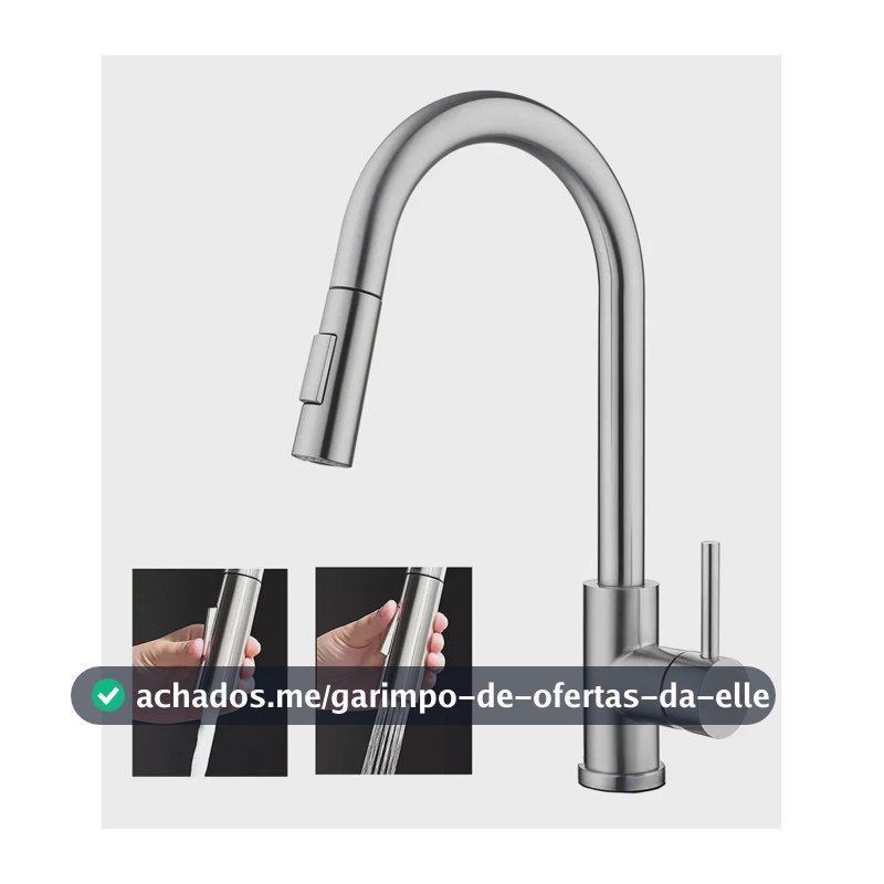 Torneira Yesop para cozinha bancada Gourmet Monocomando Escovada Acabamento Escovado cor prateado