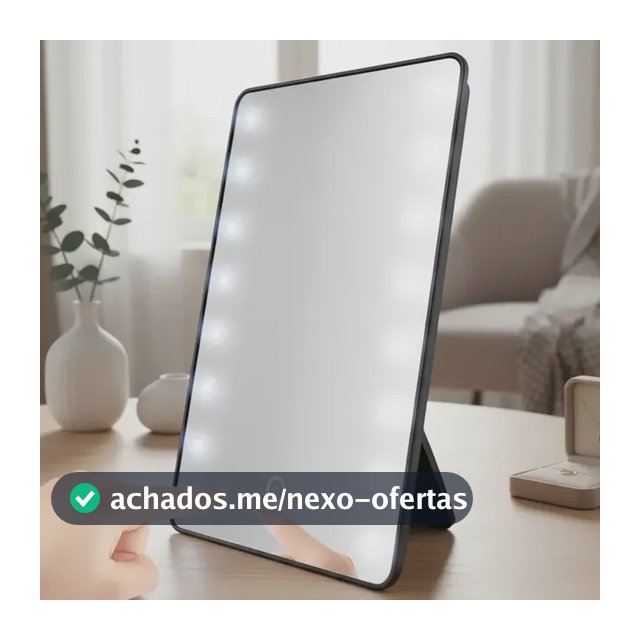 Espelho De Mesa Com Luz Led Regulável P/ Maquiagem Portátil