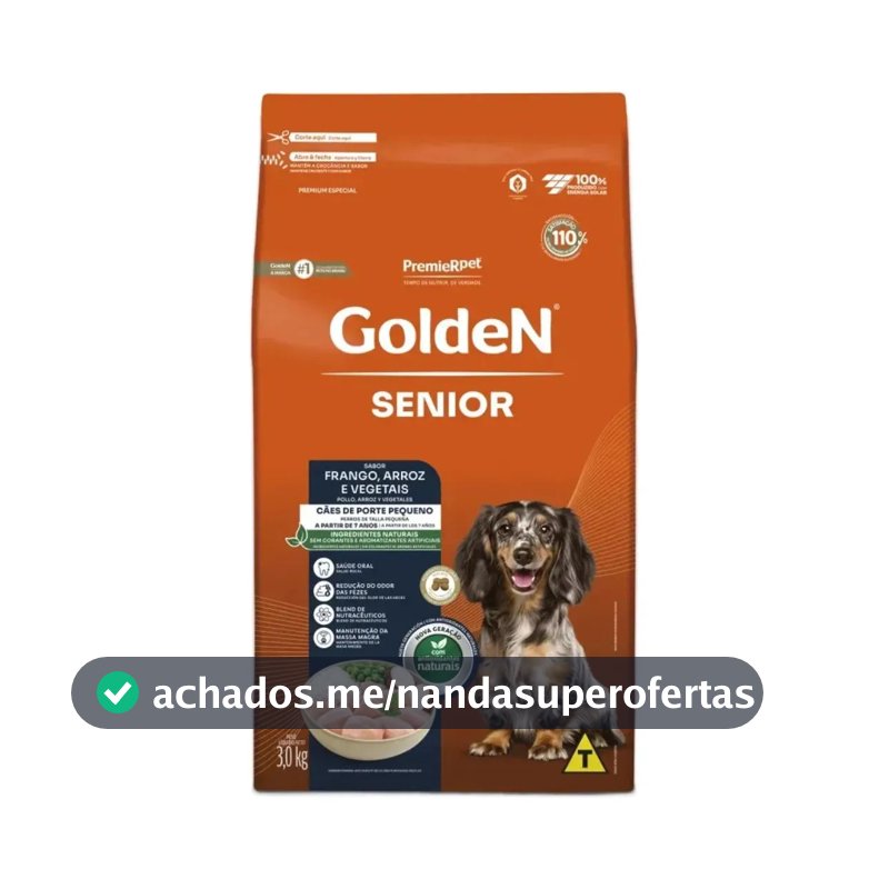 Ração Seca Golden Fórmula Senior Frango/Arroz Cães Pequenos 3kg