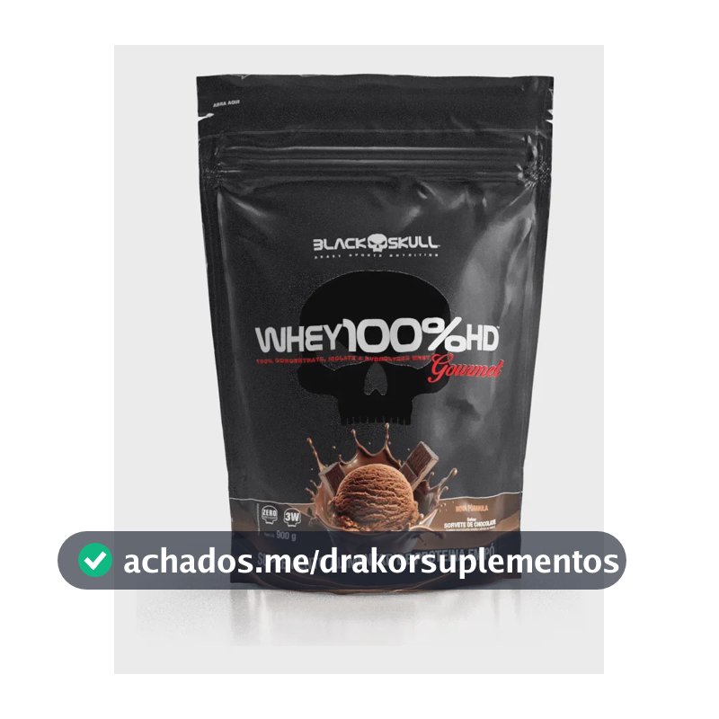 Whey 100%hd Gourmet 900g Refil Black Skull Sabor Chocolate