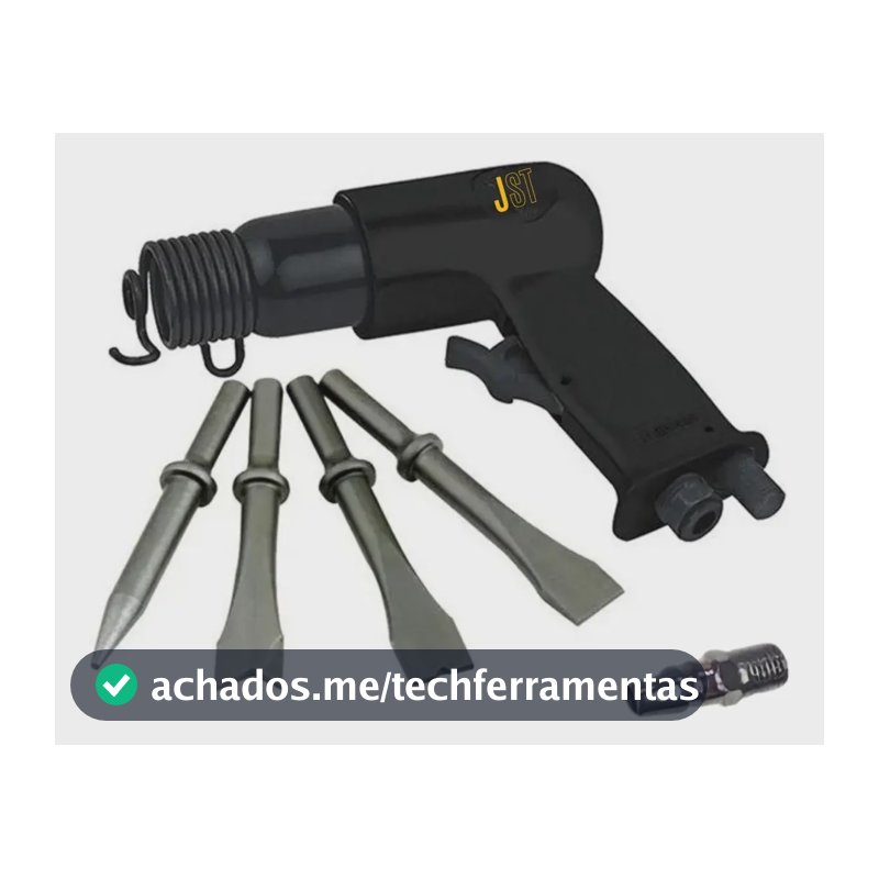 Martelete Pneumático Rebarbador Jmp150 Com 4 Ponteiras Jst Preto