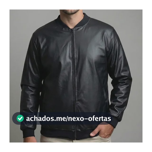 Jaqueta Bomber Courino Masculina Preta Com Zíper