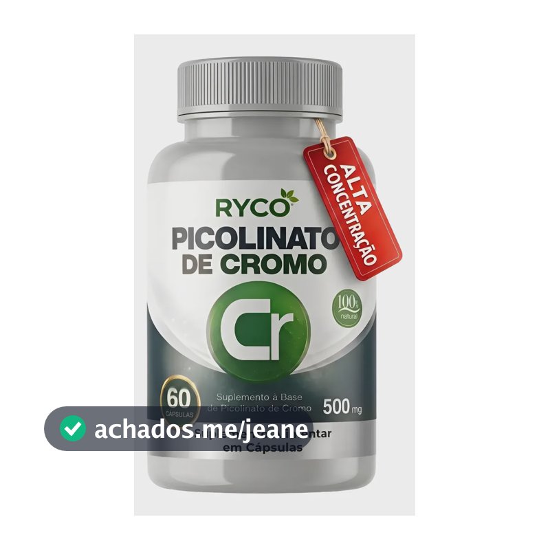 Picolinato De Cromo 500mg 60 Cápsulas Ryco Sem Sabor Sem Sabor
