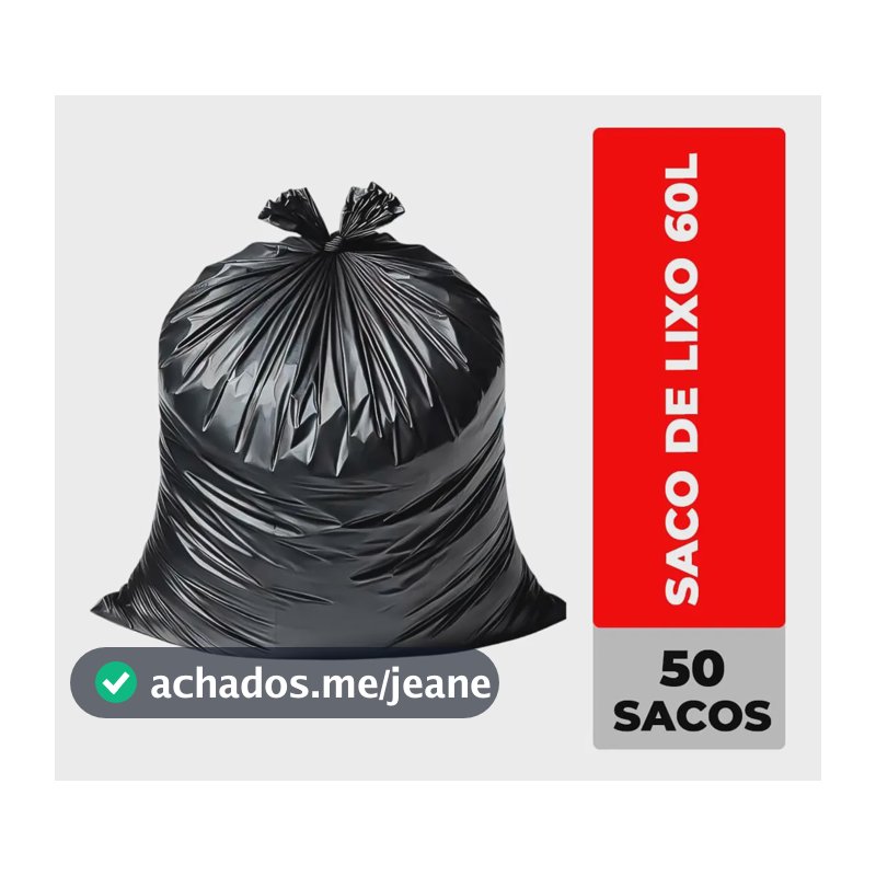 50 Sacos De Lixo 60 Litros Uso Pesado Reforçado Grosso Preto