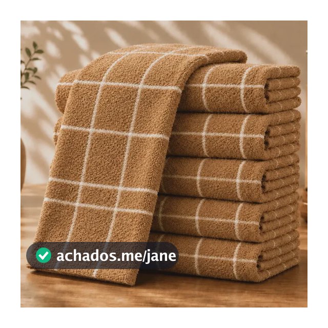Kit 10 Panos De Prato Xadrez Atoalhado Alta Absorção Luxo Marrom
