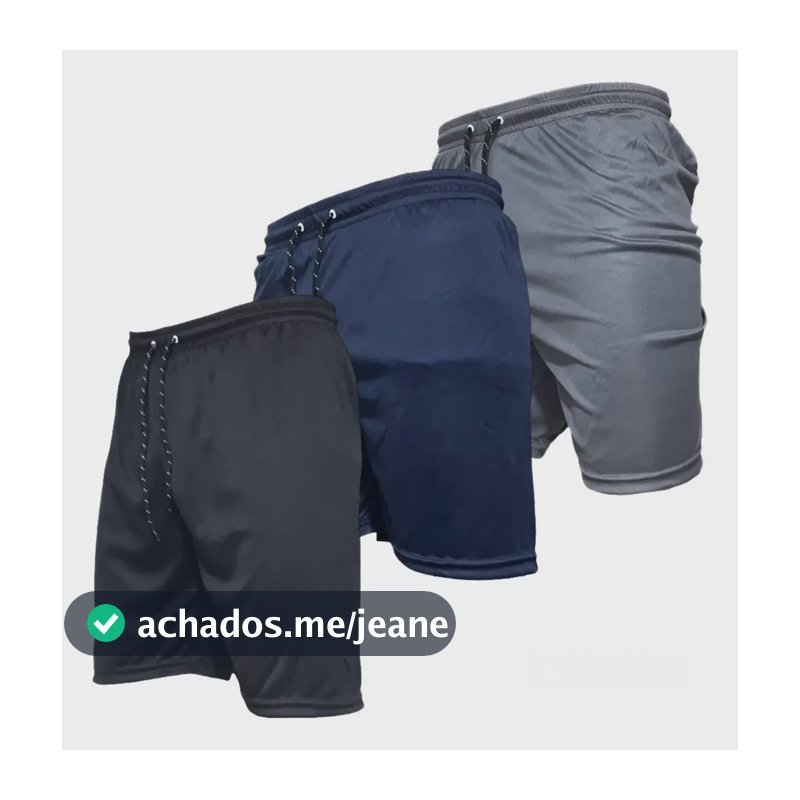 Kit 3 Shorts Calção Masculino Academia Slim Futebol Promoção Kit 3 Cores Diferentes Liso Gg
