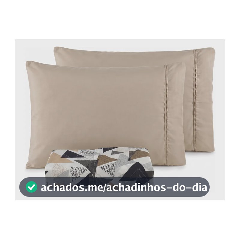 Jogo De Lençol Casal Padrão 3 Pçs 400 Fios C/ Elástico Hotel Bege Geométrico