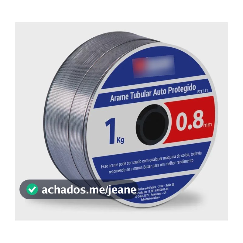 Arame Mig Sem Gás 0.8mm Rolo 1kg Boxer P/ Maquina De Solda Prata