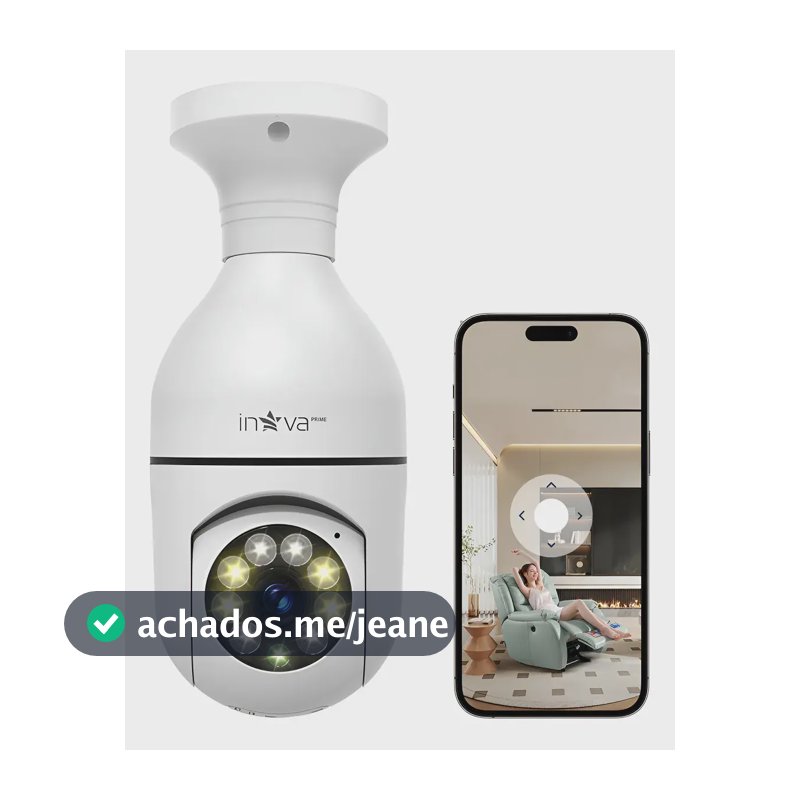 Inova Câmera De Segurança Lâmpada IP Sem Fio Wi-Fi Interna Casa ICSEE 360° Full HD PTZ Sensor De Movimento Com Áudio Bidirecional Alarme De Movimento Visão Noturna Fácil Instalação