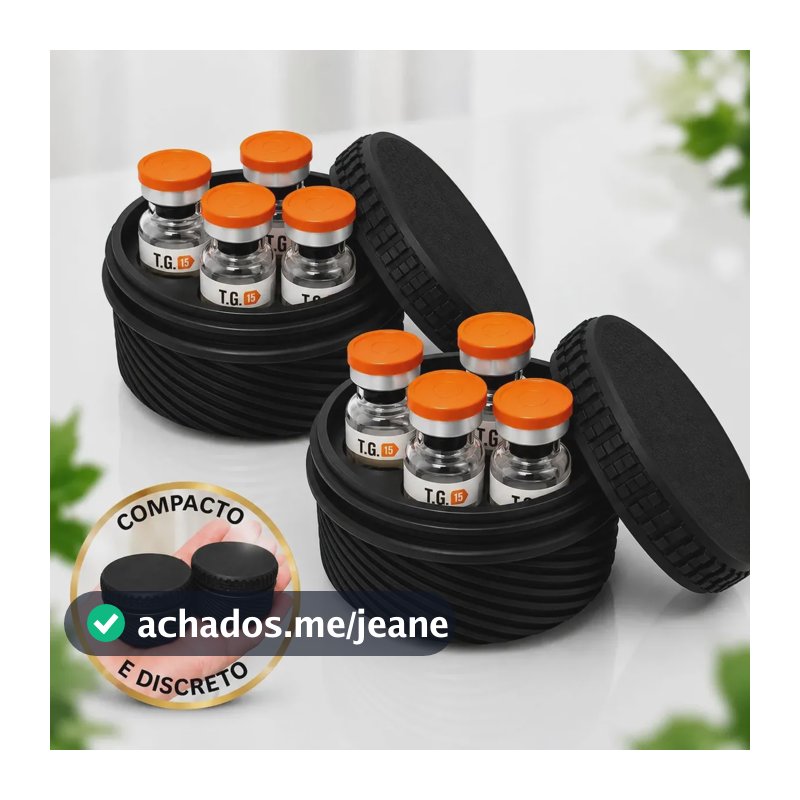 Kit com 2 Organizadores de Ampolas Preto para Mounjaro, Estojo Compacto com Tampa Rosqueável