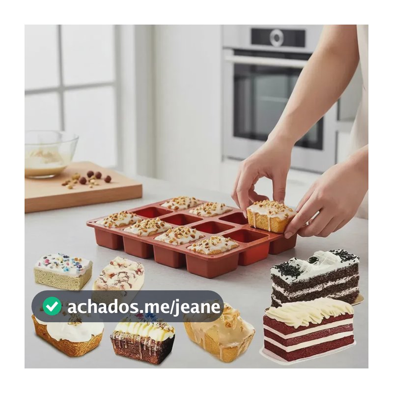 Forma Molde Silicone Sabonete Artesanal Saboaria Sabão Confeitaria Doces Biscuit Chocolate 12 Cavidades Retangulares LODTSTORE