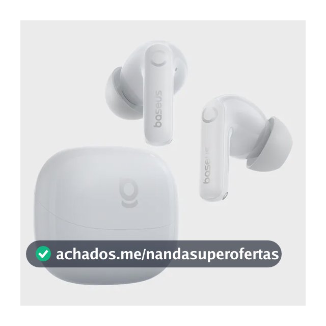 Fone Bluetooth TWS Baseus Bass BP1 Pro , ANC Adaptativo -50dB, LDAC, IP55, Bateria 55h, 6 Microfones IA, Bluetooth 6.0 Branco