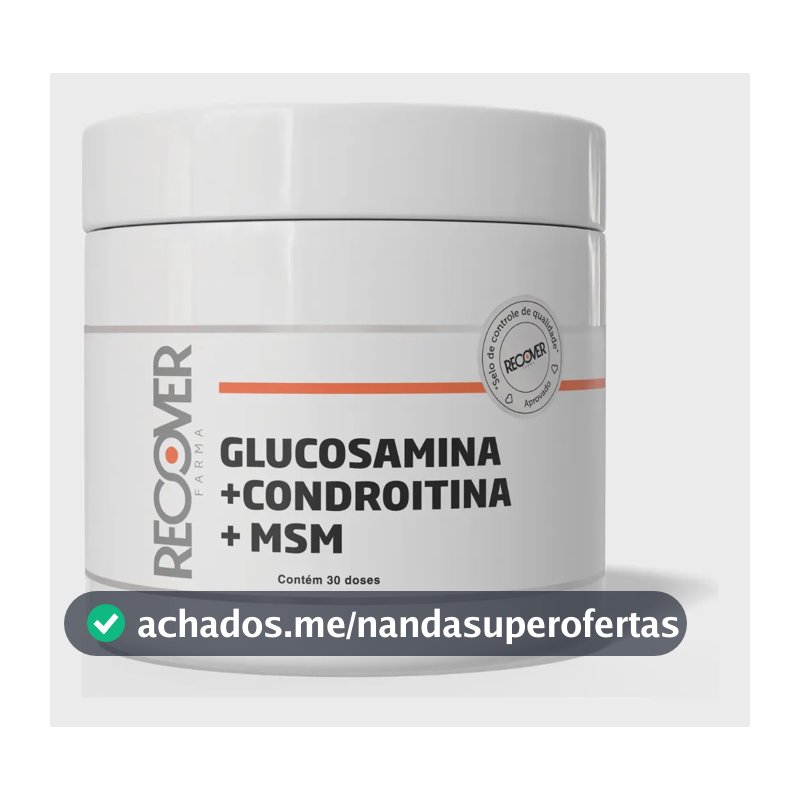 Suplemento em pó Recover Farma Saúde Glucosamina/Condroitina/MSM Glucosamina 1500mg + Condroitina 1200mg + Sem sabor