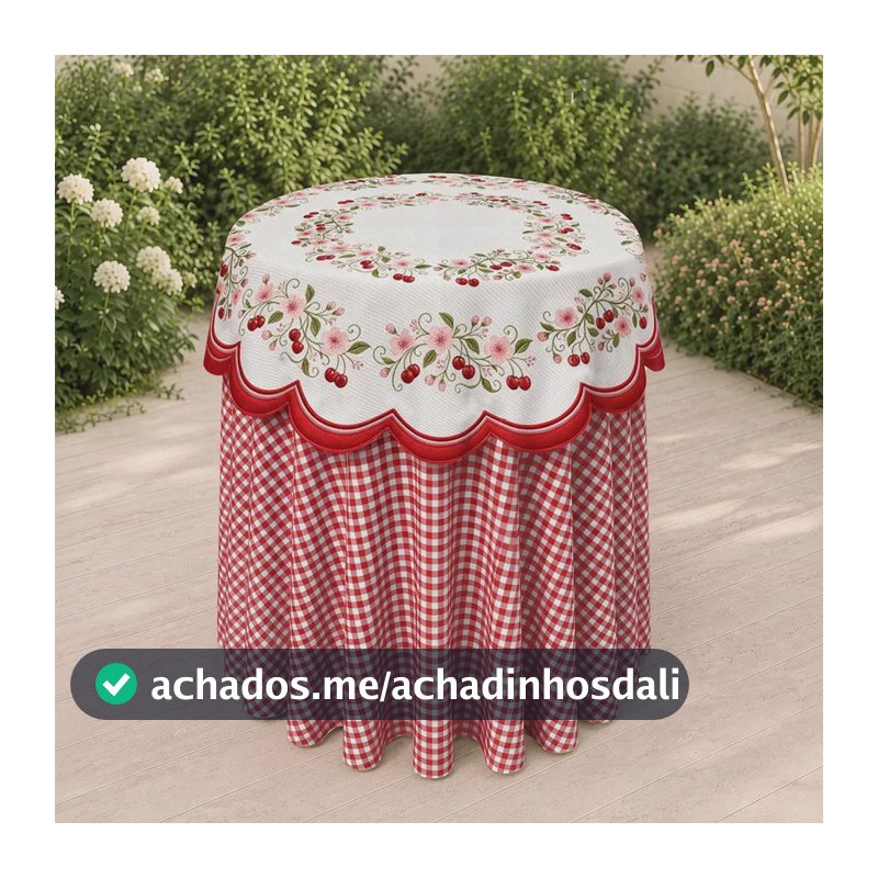 Toalha Cilindro Com Sobreposição Decoração De Festa 50x80 Cerejinha Tcs-011