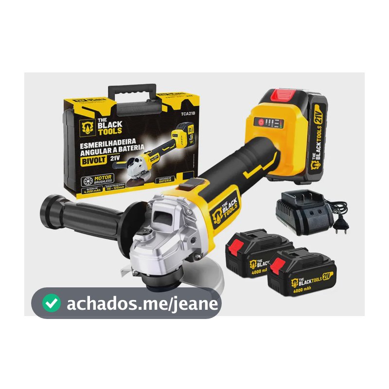 Esmerilhadeira Lixadeira Angular Sem Fio Com 2 Baterias 4000mah 4.1/2 125mm The Black Tools