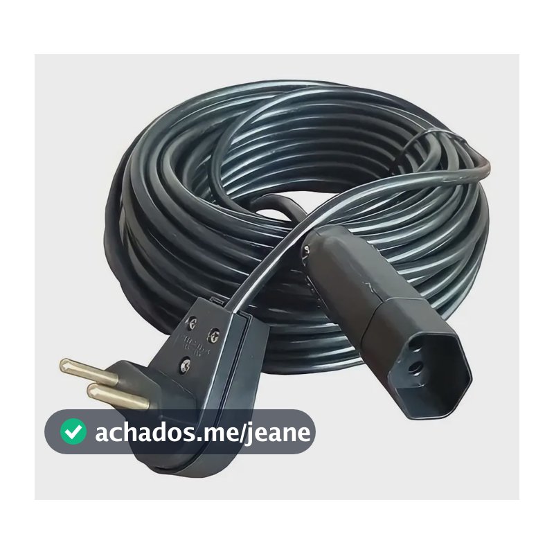 Extensão Elétrica 20 Metros 10a Cabo Pp 2x1,0 Reforçada Cor Preto Click Cabos
