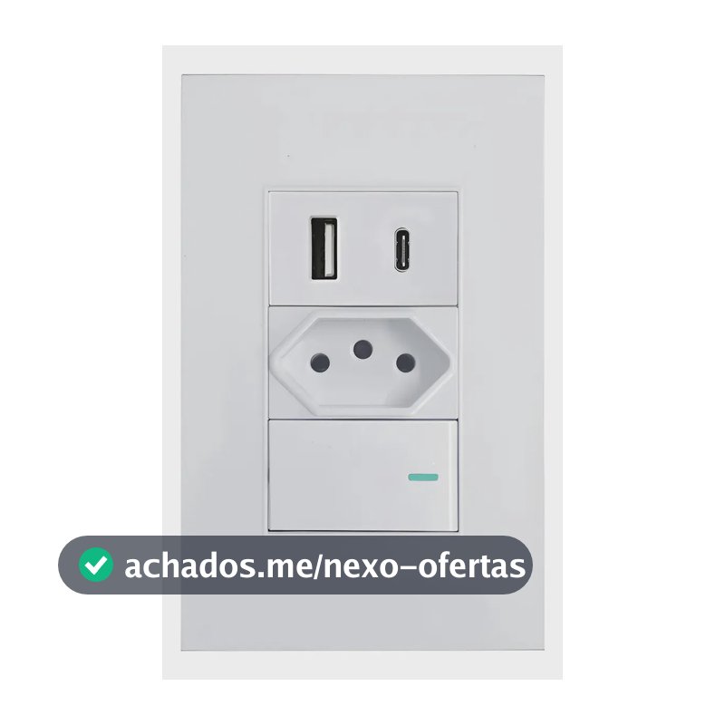 Tomada Interruptor Paralelo + Usb Tipo C De Parede Universal Branco