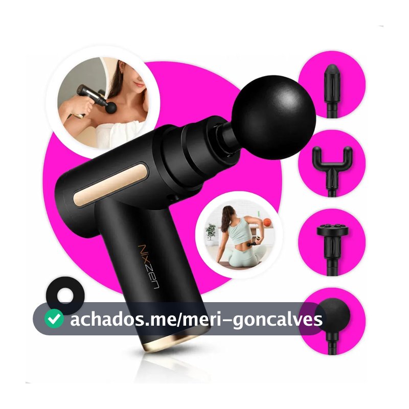 Massageador Pistola Elétrica Profissional Muscular Portátil Aparelho Fisioterapia Corporal 6 Velocidades 4 Cabeças De Alívio Dores Relaxamento Liberação Recuperação Muscular Nixzen