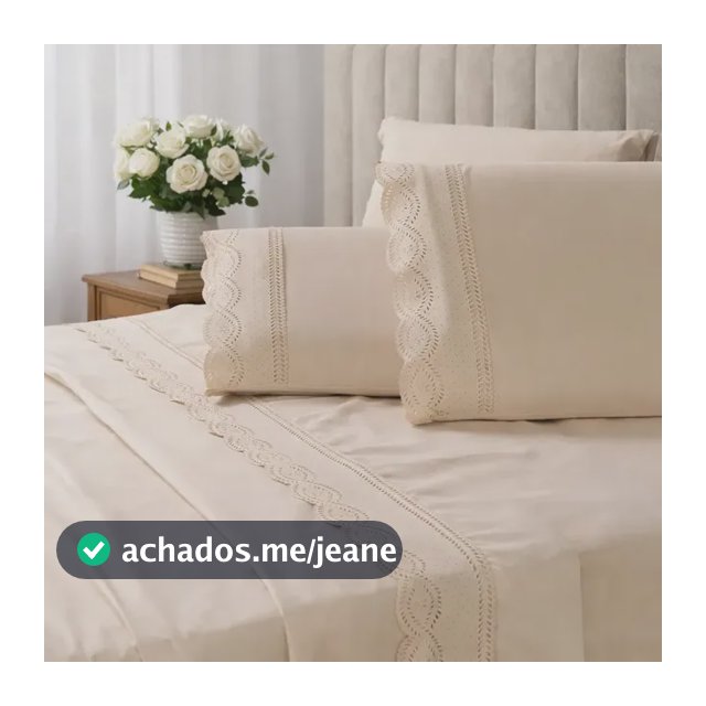 Lençol Casal Bordado 4 Peças Micropercal Acetinado 400 Fios Avelã Bordado