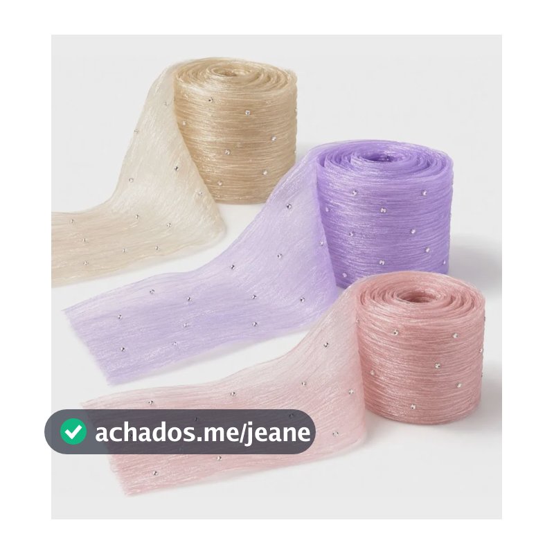 Fita Organza Com Strass 6cmx9m Para Laços E Presentes Yh8224 Lilás