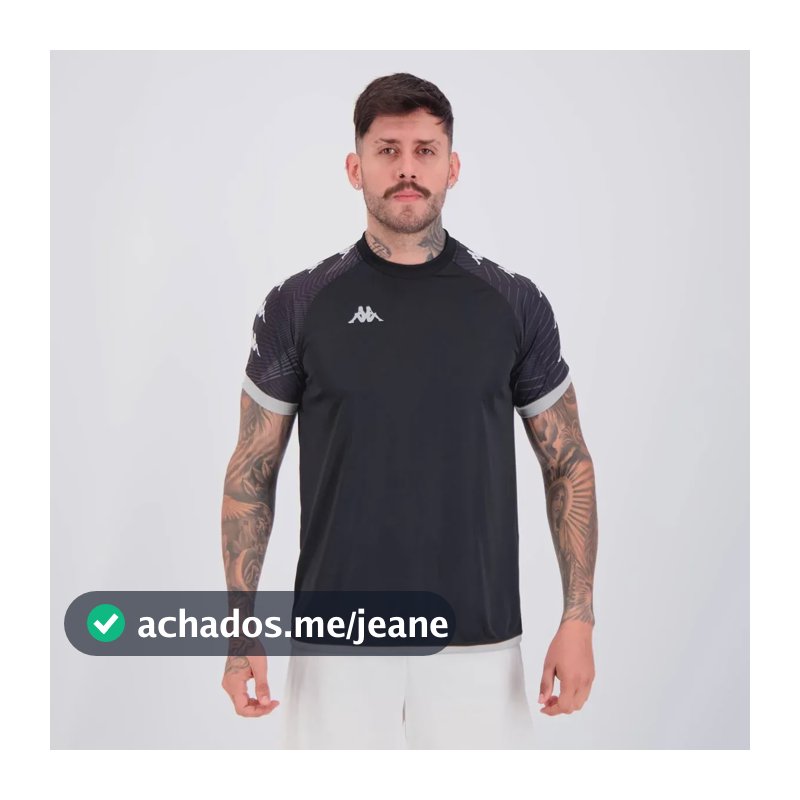 Camiseta Kappa Edinburgh Caminhada Academia Preto G