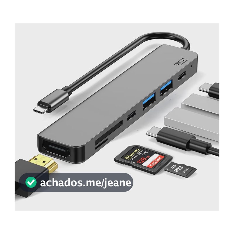 Okut Hub Usb C Hdmi Sd Extensor Tipo C Adaptador Macbook 3.0 Cinza-escuro