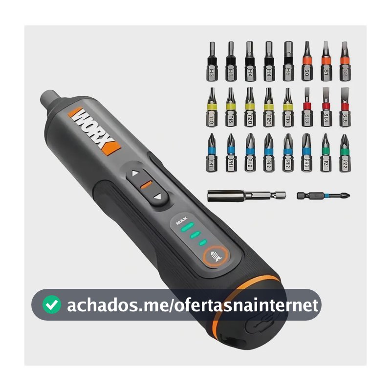 Parafusadeira Bivolt 4,0v Com Led E Kit Bits Wx240 Worx Cor Preto Frequência 60hz